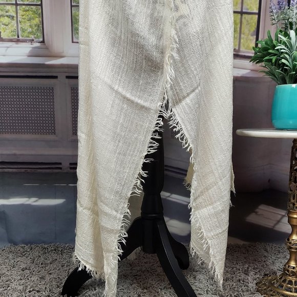 NWT SONOMA TEXTURED GAUZE CINCHED TOPPER (IVORY / OS) - Picture 7 of 12